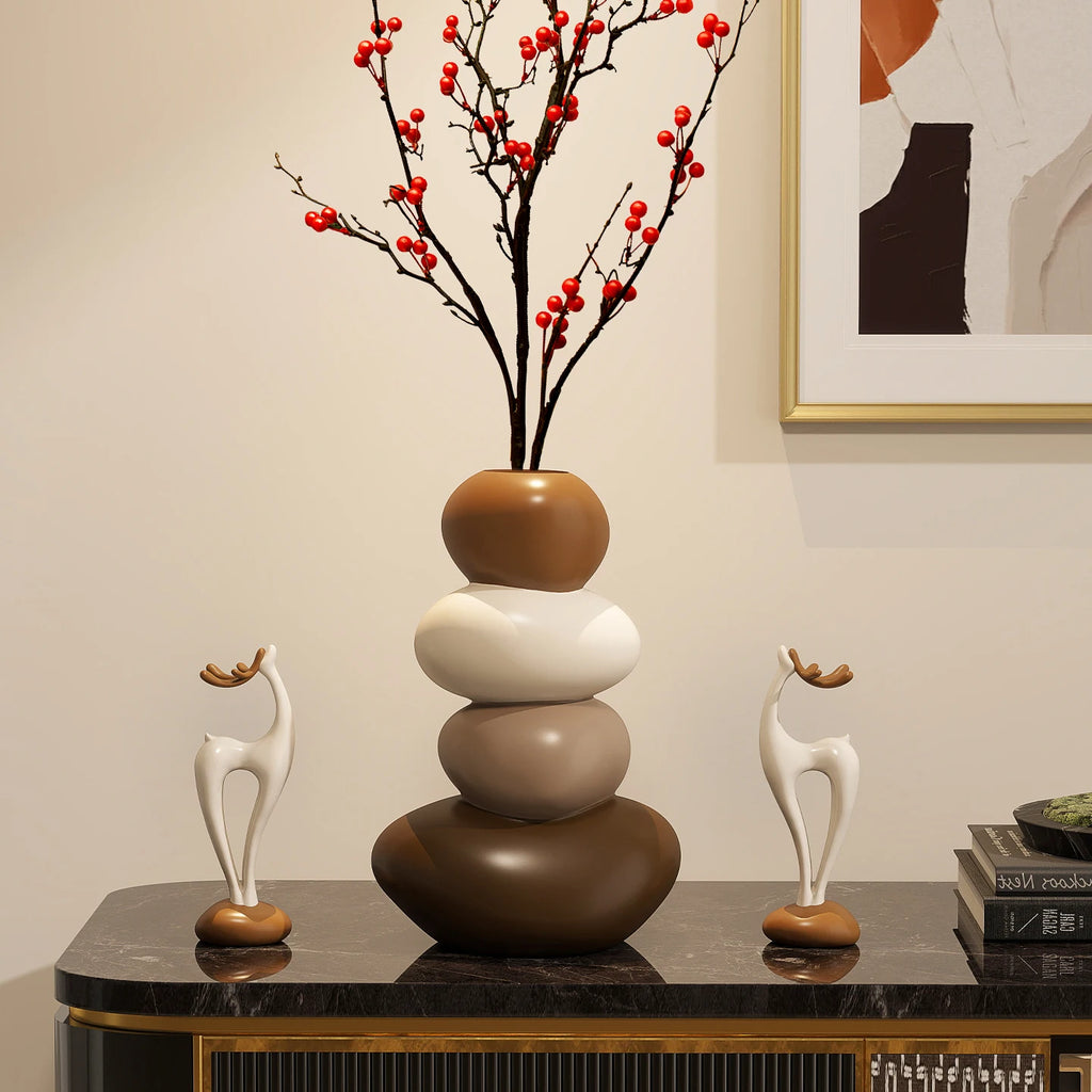 Home Decpr Stone Running Vase Living Room Niche Entrance Cabinet TV Cabinet Decoration Stone Shaped Ornaments Housewarming Gift