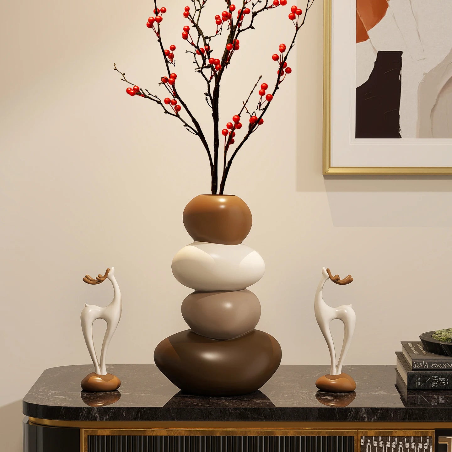 Home Decpr Stone Running Vase Living Room Niche Entrance Cabinet TV Cabinet Decoration Stone Shaped Ornaments Housewarming Gift