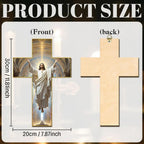 Cross Wall Decor Christian Wooden Home Decor Retro Blessed Church Hanger Decoration for Christmas Entryway Hallway Bedroom