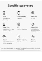 Technical specifications of a device on a white background
