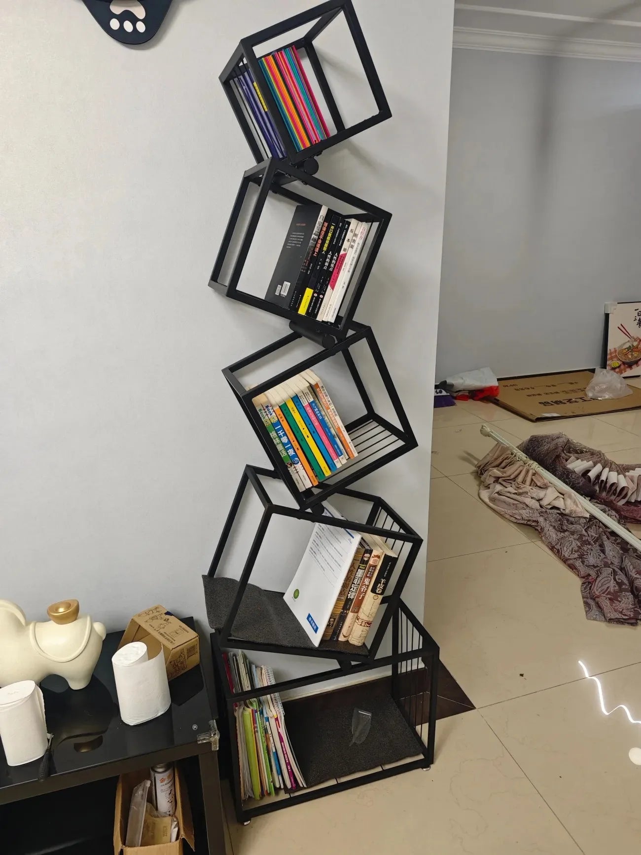 Modern Living Room Decor Iron Art Shelf Office Study Bookcase Multi-layer Storage Rack for Organizing Books And Decorations
