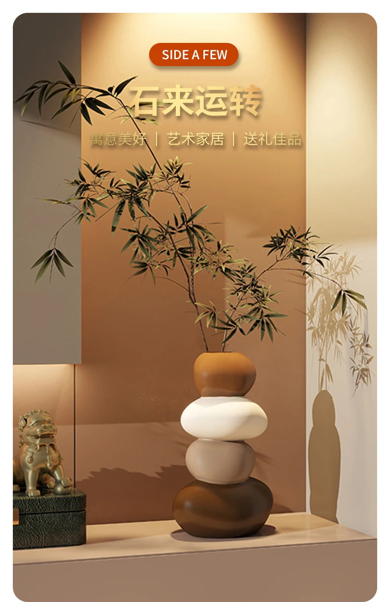 Home Decpr Stone Running Vase Living Room Niche Entrance Cabinet TV Cabinet Decoration Stone Shaped Ornaments Housewarming Gift