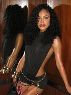 Women Two-Piece Side Split Bodysuit+Shorts