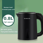 0.8L Electric Kettle Small Capacity 304 Stainless Steel Liner Teapot Hotel Dormitory Kettle Portable Travel Boil Water Pot 220V