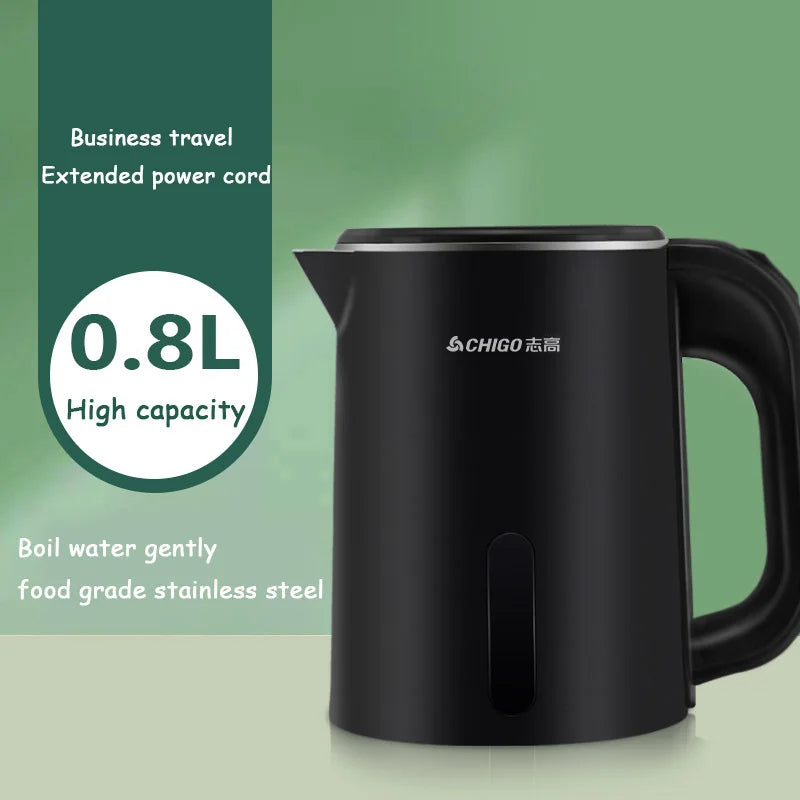 0.8L Electric Kettle Small Capacity 304 Stainless Steel Liner Teapot Hotel Dormitory Kettle Portable Travel Boil Water Pot 220V