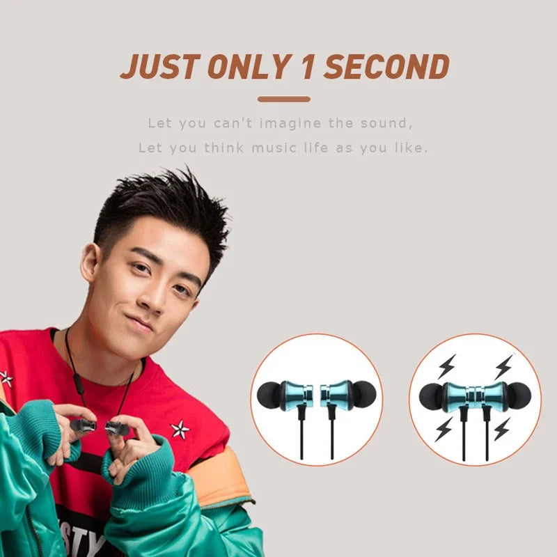 Sports magnet Stereo Bluetooth Earphone With HD Mic Wireless Sport Headset Earbuds For Android IOS