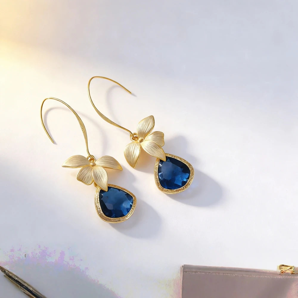 Cobalt Blue Earrings Inlay Dangle Earrings