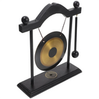 Decorative gong on a stand with a white background