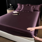 100% Mulberry Silk Bed Sheet Set – 3 Piece Smooth Satin Bedding with Pillow
