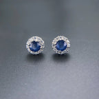 Natural Sapphire Stud Earrings Sterling 925 Silver Gemstone 5mm 1.2 Carat