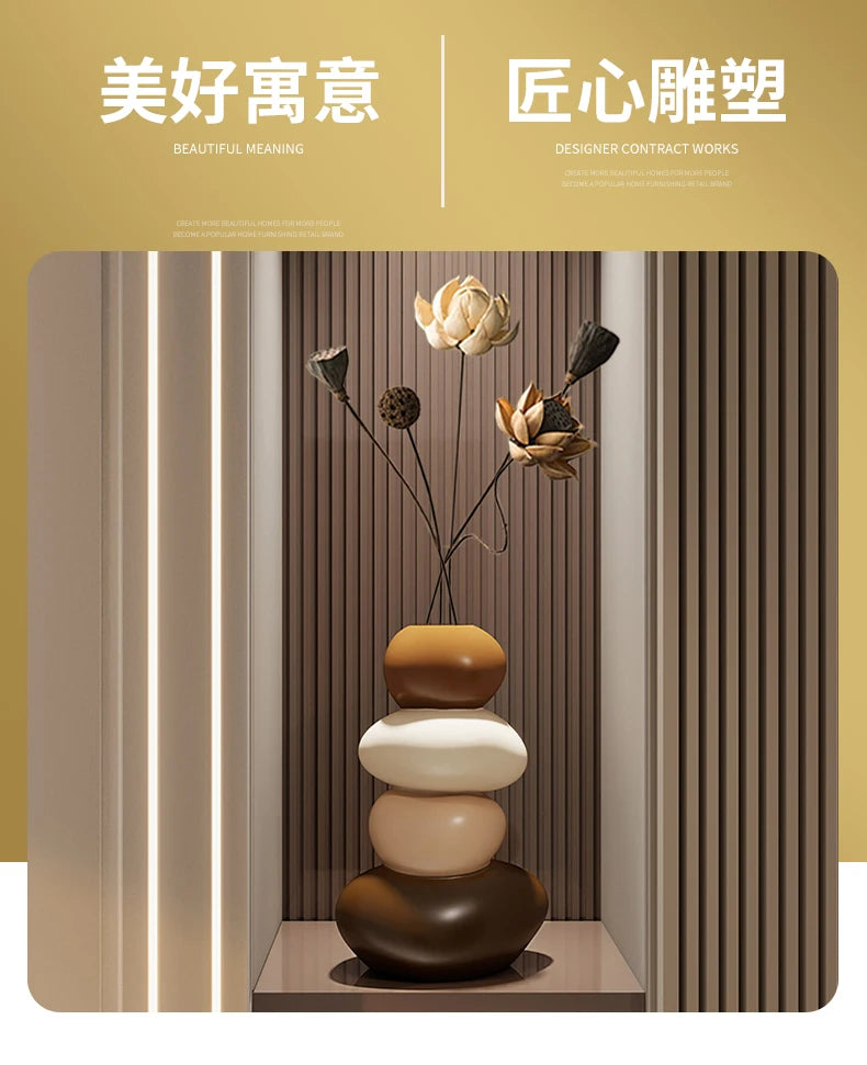 Home Decpr Stone Running Vase Living Room Niche Entrance Cabinet TV Cabinet Decoration Stone Shaped Ornaments Housewarming Gift