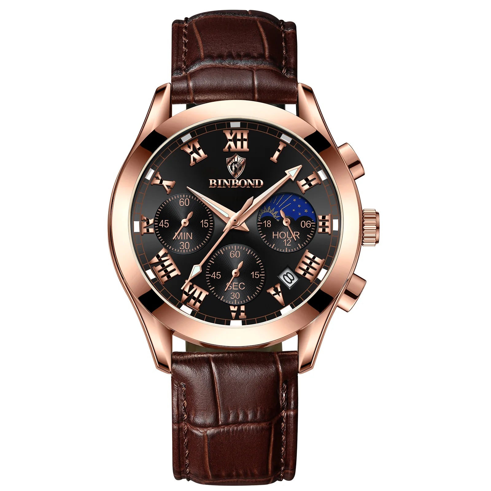 Men's Watch Multifunctional Threes Hands and Six Sub-dials Quartz Wristwatch