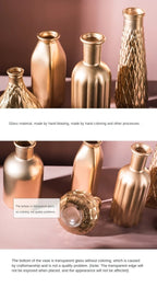 Modern Living Room Glass Vase Desktop Flower Vases For Homes Arrangement Container Decorations Bedroom Gold Decor