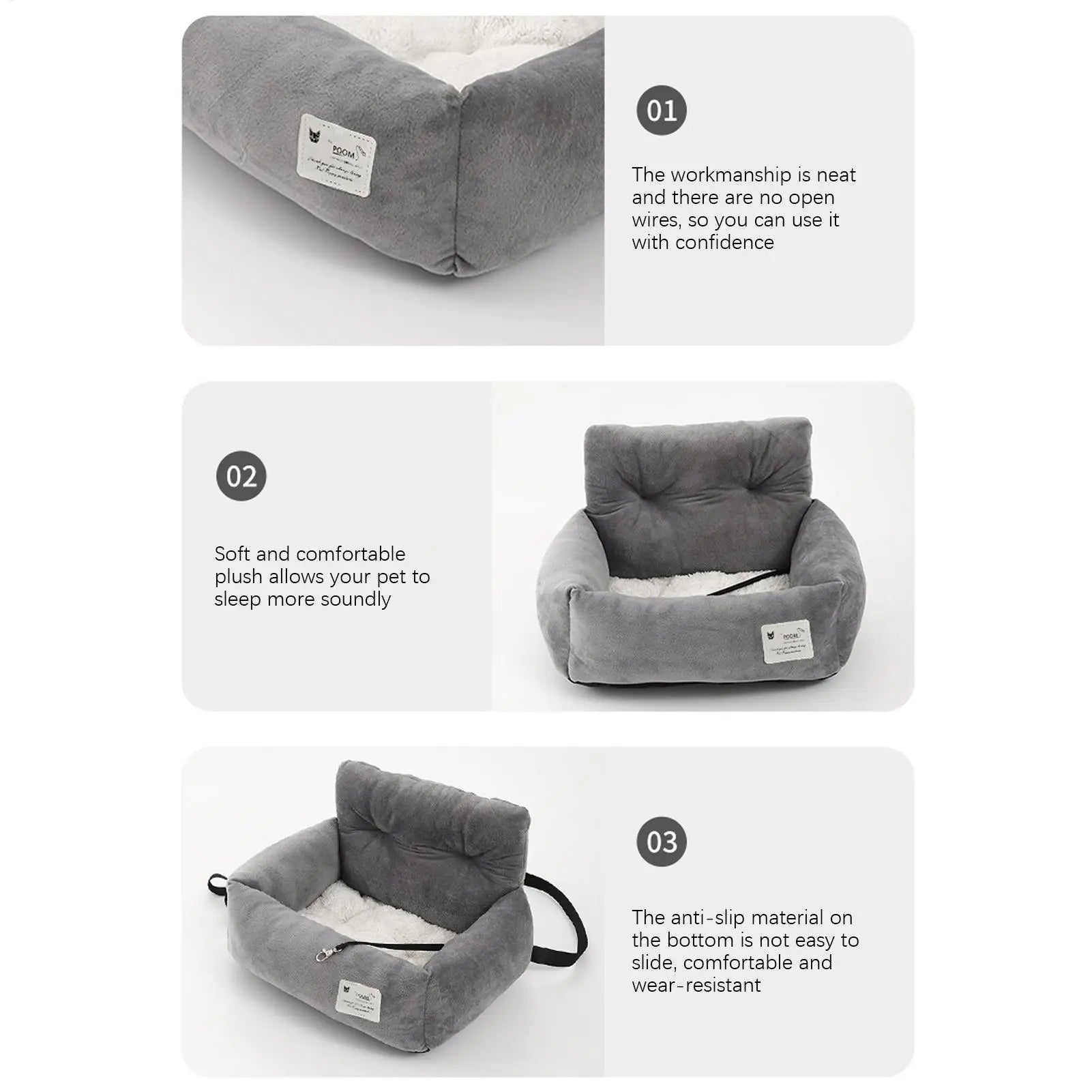 Dog Car Seat Pet Travel Booster Seat with Handle Dog Safety Car Seat Dog Car Bed Dual-Use for Car and Home Travel Carrier Bed