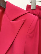 Suit Set Women's Slim Fitting Single Button Belted Blazer Flare Pants