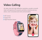 Smartwatch and phone with video calling features on a pink background