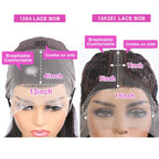 Comparison of two lace wigs with measurements and features highlighted.