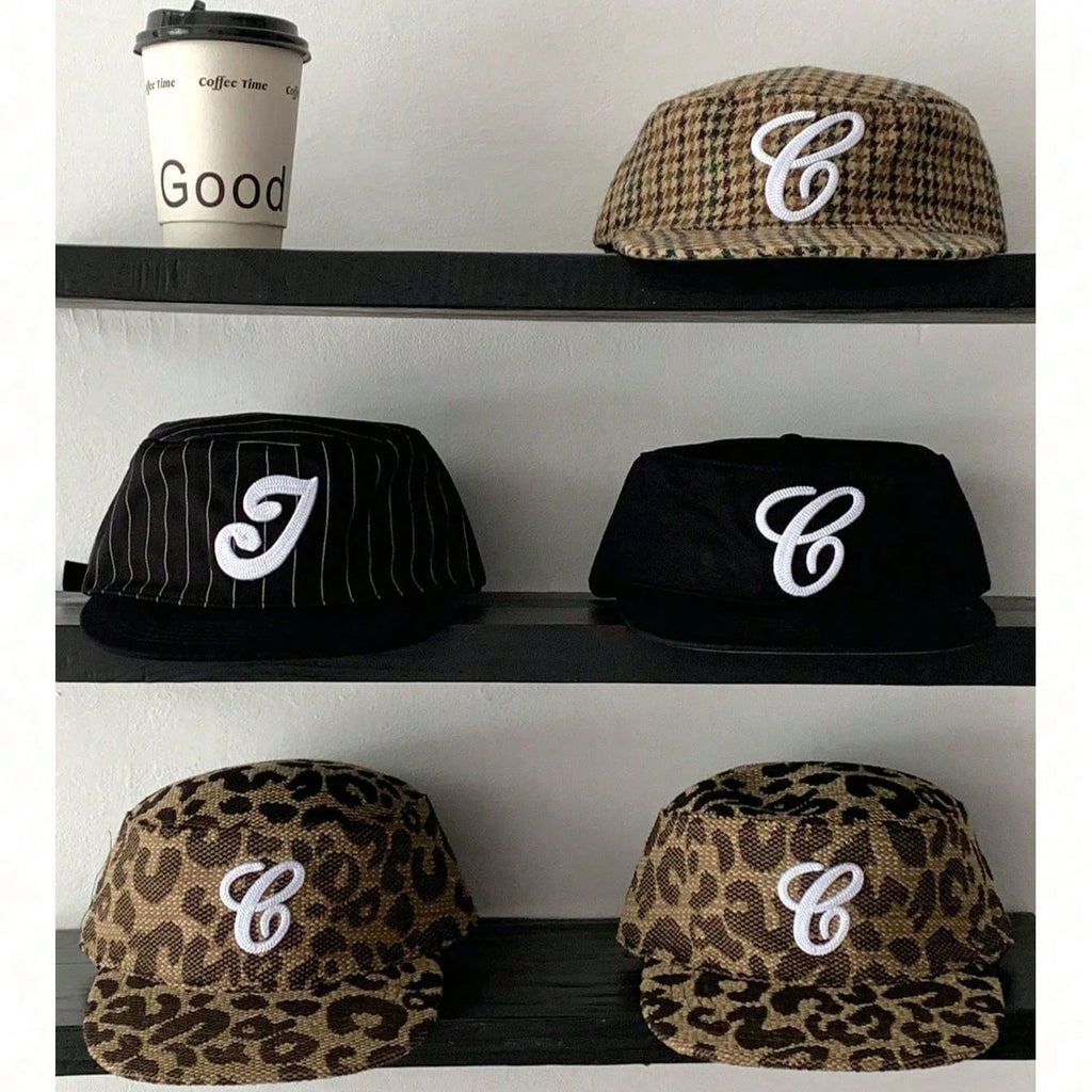 Elegant British Style Retro Plaid Fl Flat Brim High-End Embroidered Baseball Cap Flattering For Big Heads