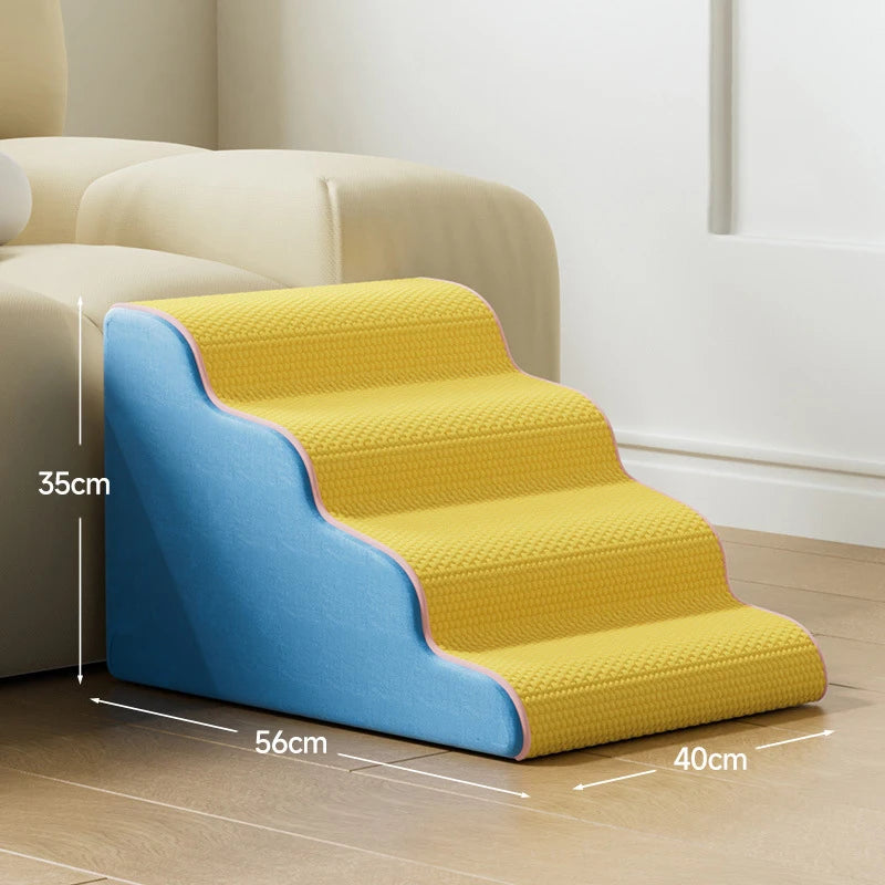 Dog Cat Ramp Ladder 3/4 Step Pet Stair Memory Foam Sponge Dogs Sofa Removable and Washable Training Pet Ramp Stairs Pet Supplies