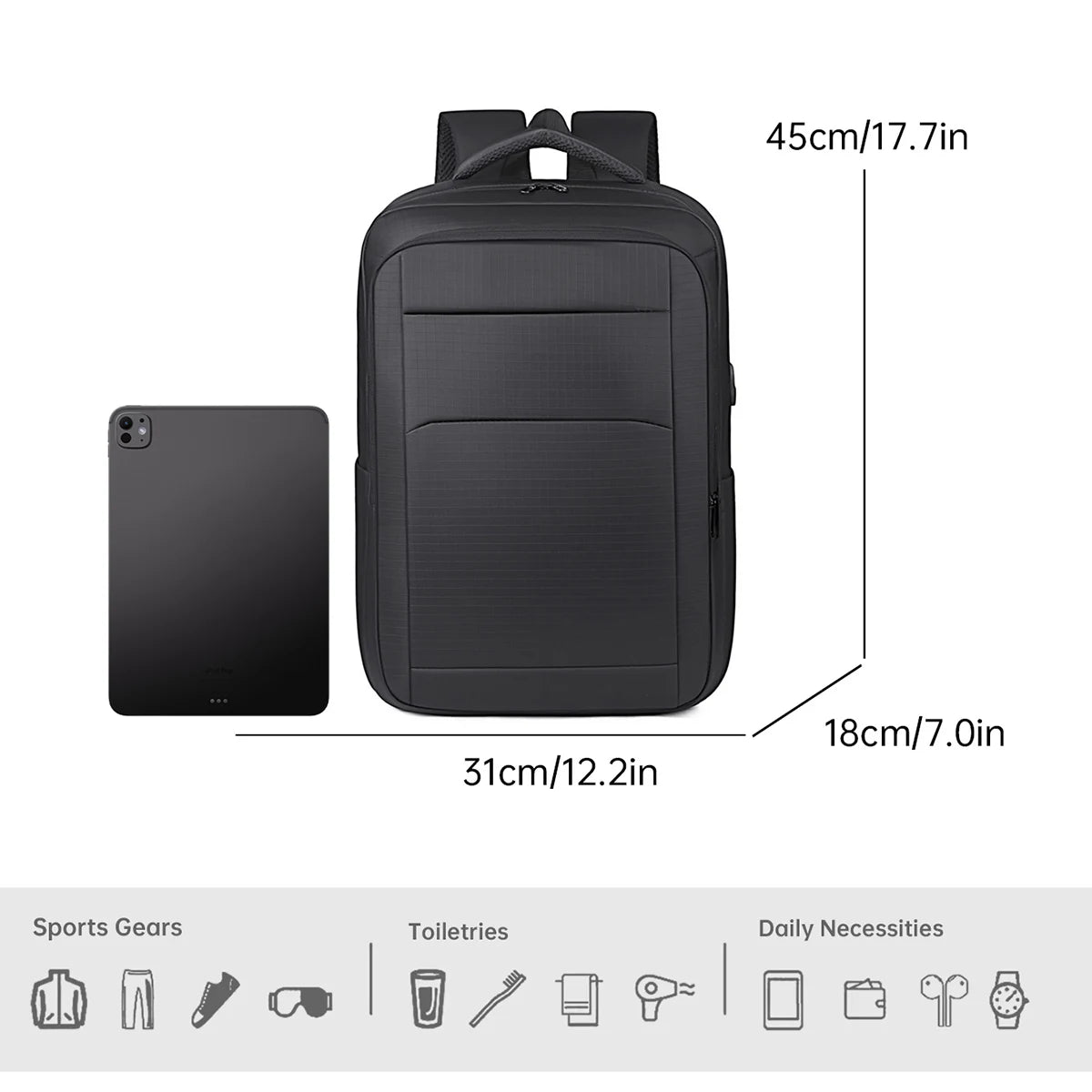 Backpack for Men, Large Capacity, Lightweight Travel Backpack, Commuting Business Computer Bag, High School and College Student Bag