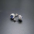 Natural Sapphire Stud Earrings Sterling 925 Silver Gemstone 5mm 1.2 Carat