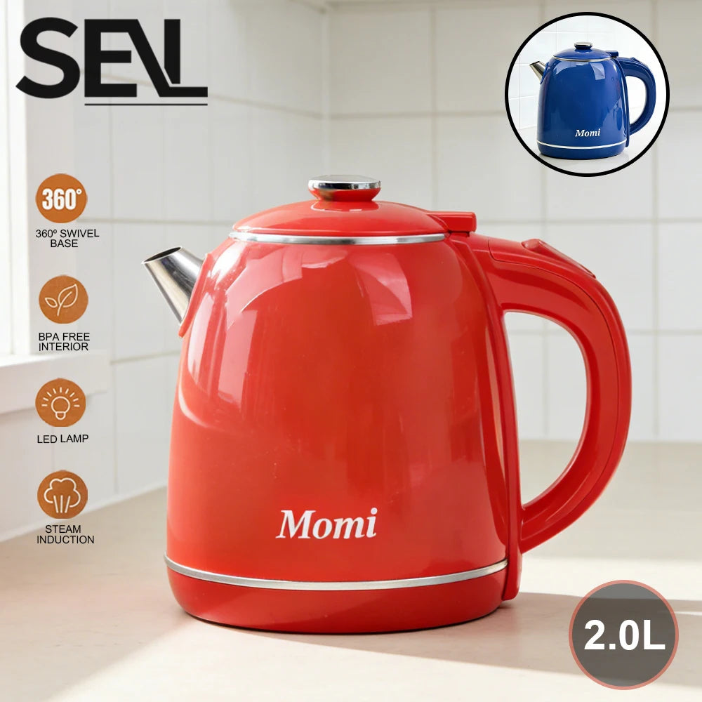 2.0L Fast Boil Electric Kettle Stainless Steel Portable Water Heater Electric Tea Pot for Home Use Travel Business
