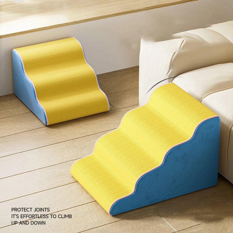 Dog Cat Ramp Ladder 3/4 Step Pet Stair Memory Foam Sponge Dogs Sofa Removable and Washable Training Pet Ramp Stairs Pet Supplies