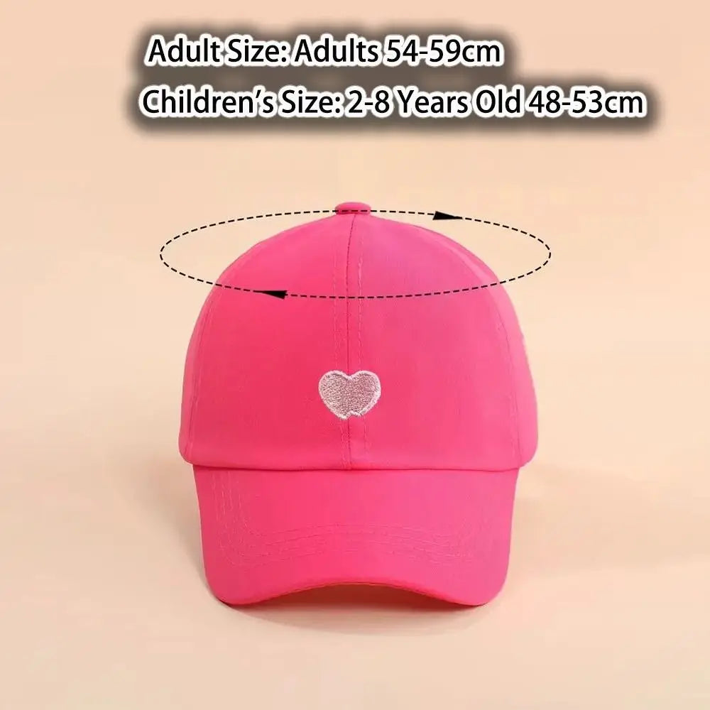 Heart-embroidered Baseball Cap for Girls Cute Breathable Children's Baseball Hat Sun Protection Tool UV Protection