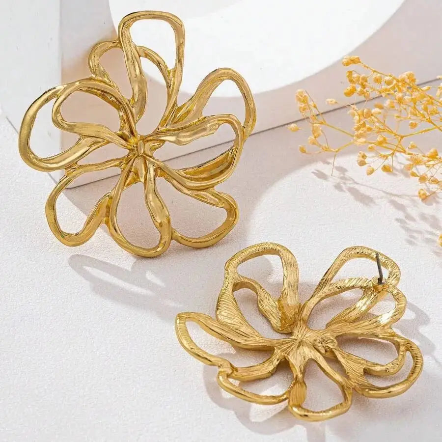 Big Flower Stud Earrings Bohemian Chic Jewelry