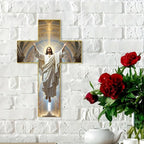 Cross Wall Decor Christian Wooden Home Decor Retro Blessed Church Hanger Decoration for Christmas Entryway Hallway Bedroom