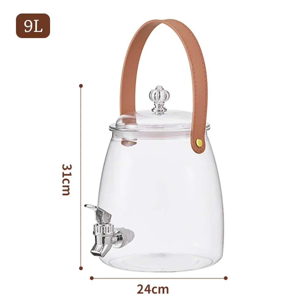 3/5/9L Large Capacity Cold Water Kettle with Tap Clear Fruit Tea Cold Brewing Kettle Drink Dispensers