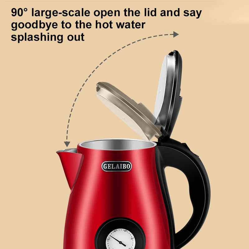 GELAIBO Electric Kettle Mechanical Temperature European-style Fashion Style Design, Large Capacity 1.8 Liters Stainless Steel Li