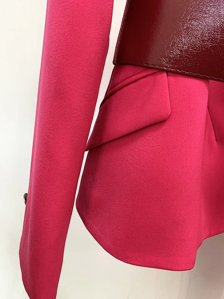 Suit Set Women's Slim Fitting Single Button Belted Blazer Flare Pants