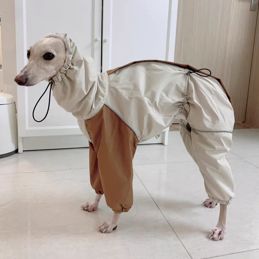 Dog Clothes in Winter Snow Weather Thicken Plush 4-legged Khaki Jacket Windproof Waterproof Warm Coat for Italy Greyhound