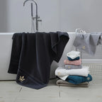 8-Piece Luxury Cotton Towel Set - 2 Bath Towels, 2 Hand Towels & 4 Washcloths, Light Beige with Crown Embroidery