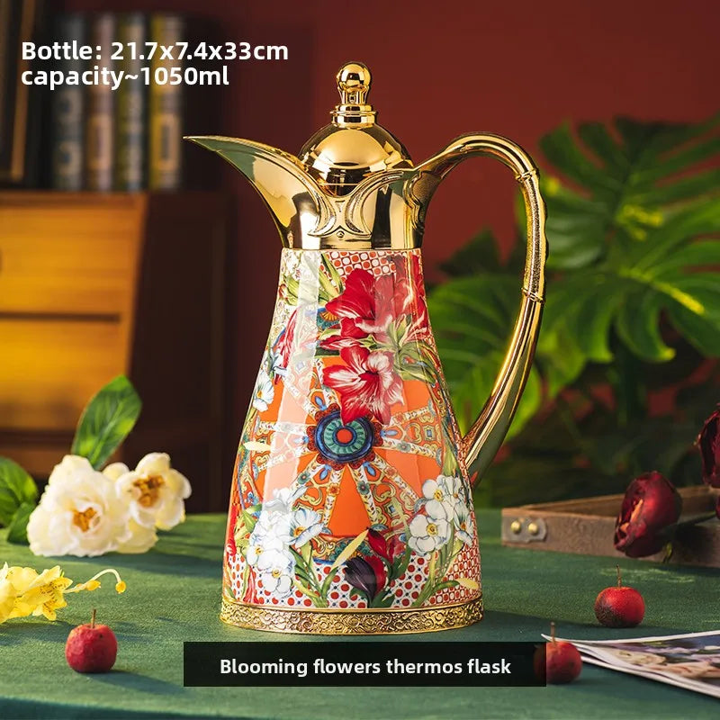 Retro thermos kettle, household large-capacity hot water kettle, vacuum inner liner, retro coffee teapot