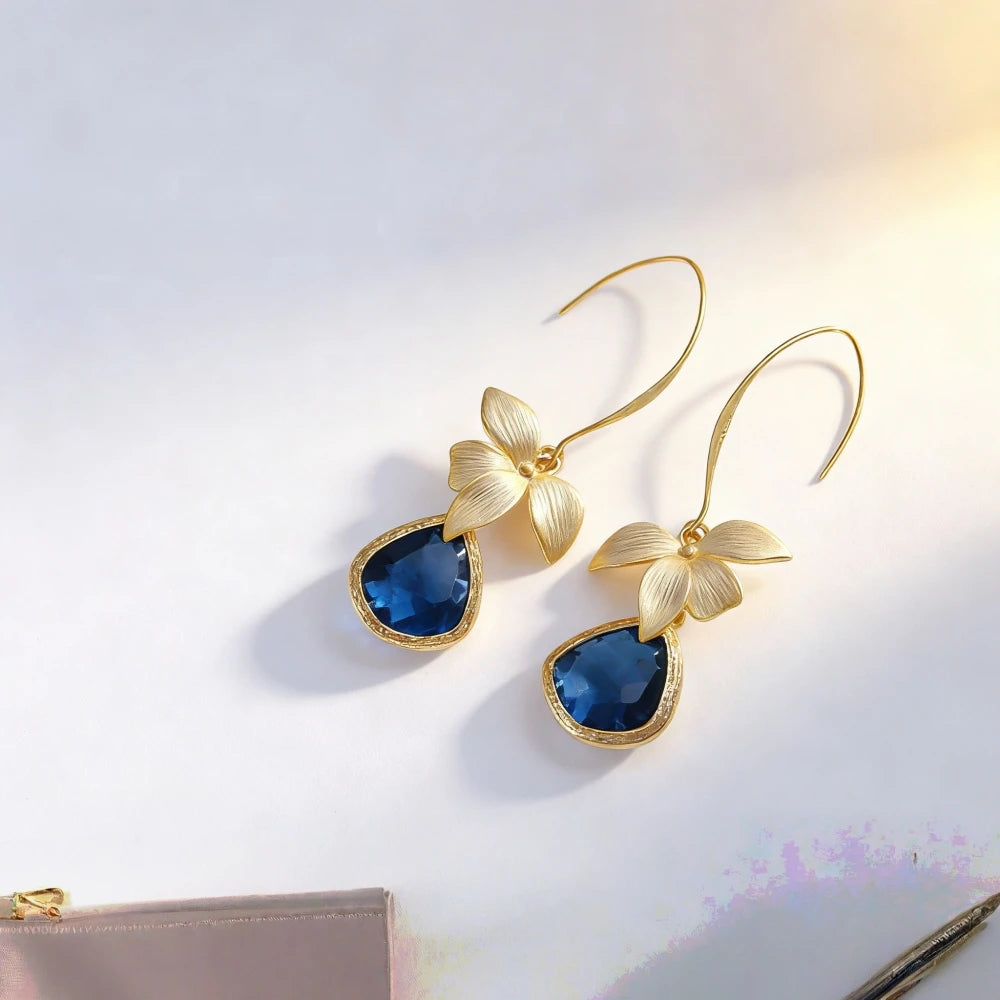 Cobalt Blue Earrings Inlay Dangle Earrings