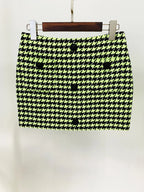 Women's Lion Buttons Houndstooth Tweed Mini Skirt