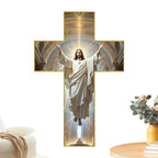 Cross Wall Decor Christian Wooden Home Decor Retro Blessed Church Hanger Decoration for Christmas Entryway Hallway Bedroom
