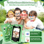 Children's phone with dual camera and MP3 player, featuring a family outdoors.