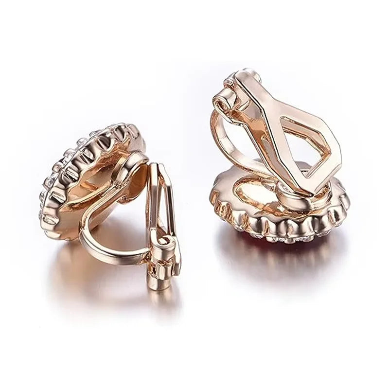 A Pair of Elegant and Sexy Copper Clip-on Earrings, Rose Gold Fashion Jewelry for Women, Non-pierced Earrings