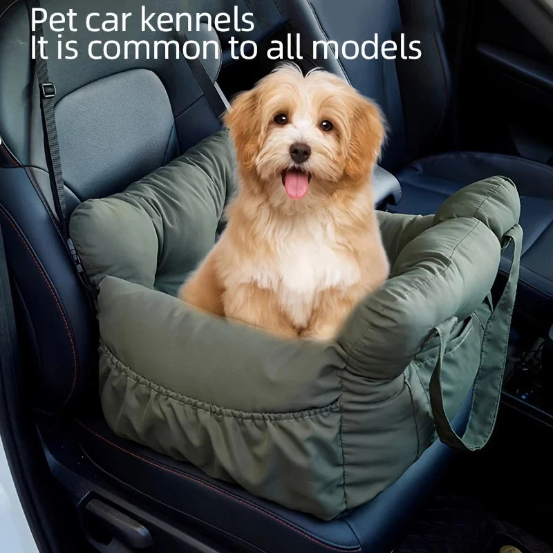 Dog Car Seat with Safety Belt – Non-Slip Pet Car Bed for Small Dogs, Washable Travel Carrier with Secure Straps for Safe Car