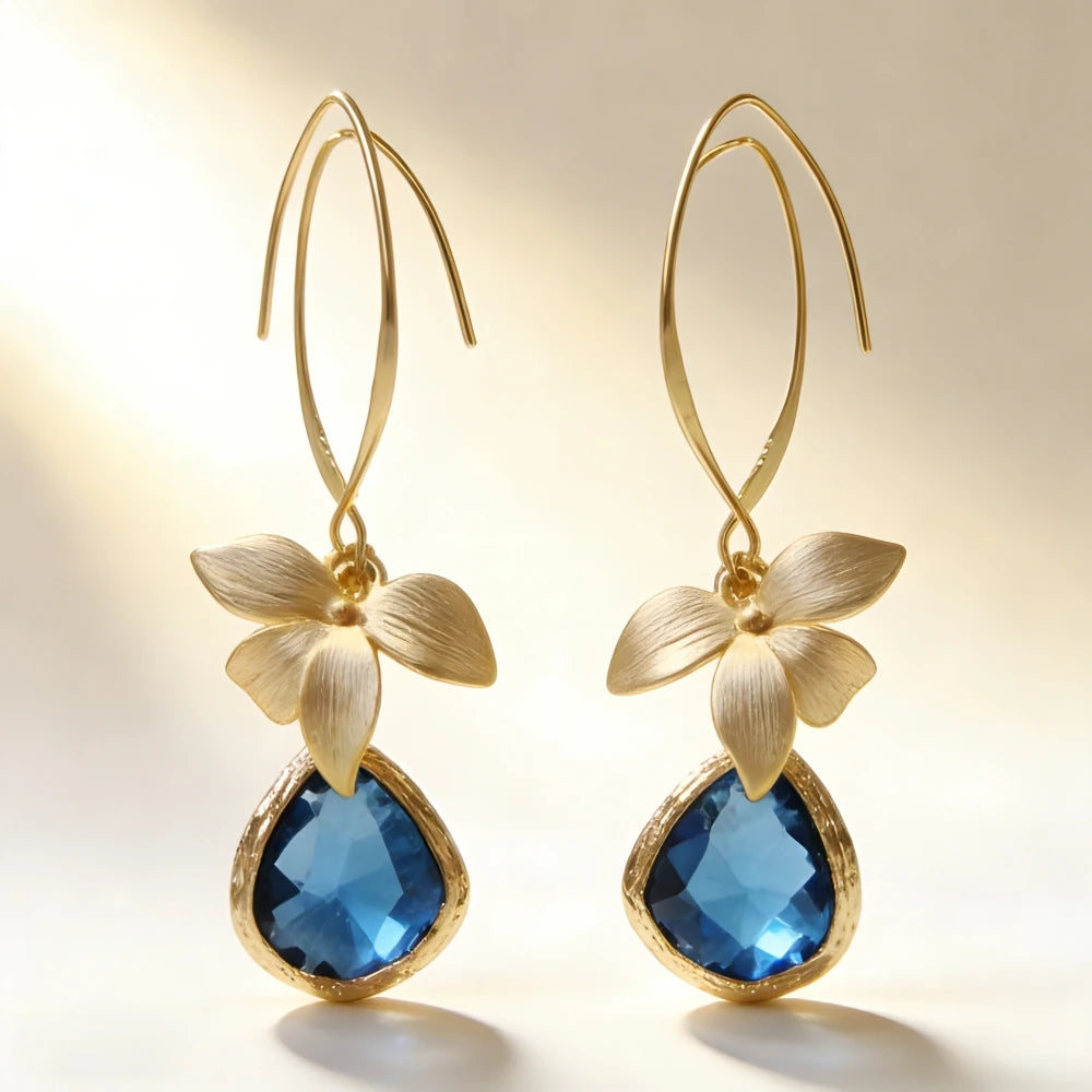 Cobalt Blue Earrings Inlay Dangle Earrings