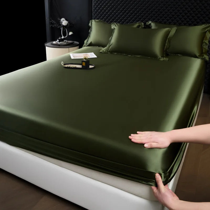 100% Mulberry Silk Bed Sheet Set – 3 Piece Smooth Satin Bedding with Pillow