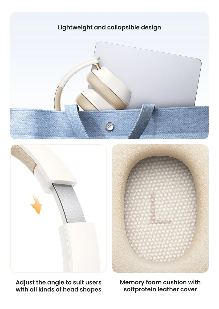Wireless Bluetooth Headphones 43dB Hybrid Active Noise Cancellation Hi-Res LDAC 75H Spatial Audio Headset Earphones