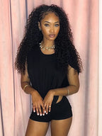 Women Two-Piece Side Split Bodysuit+Shorts