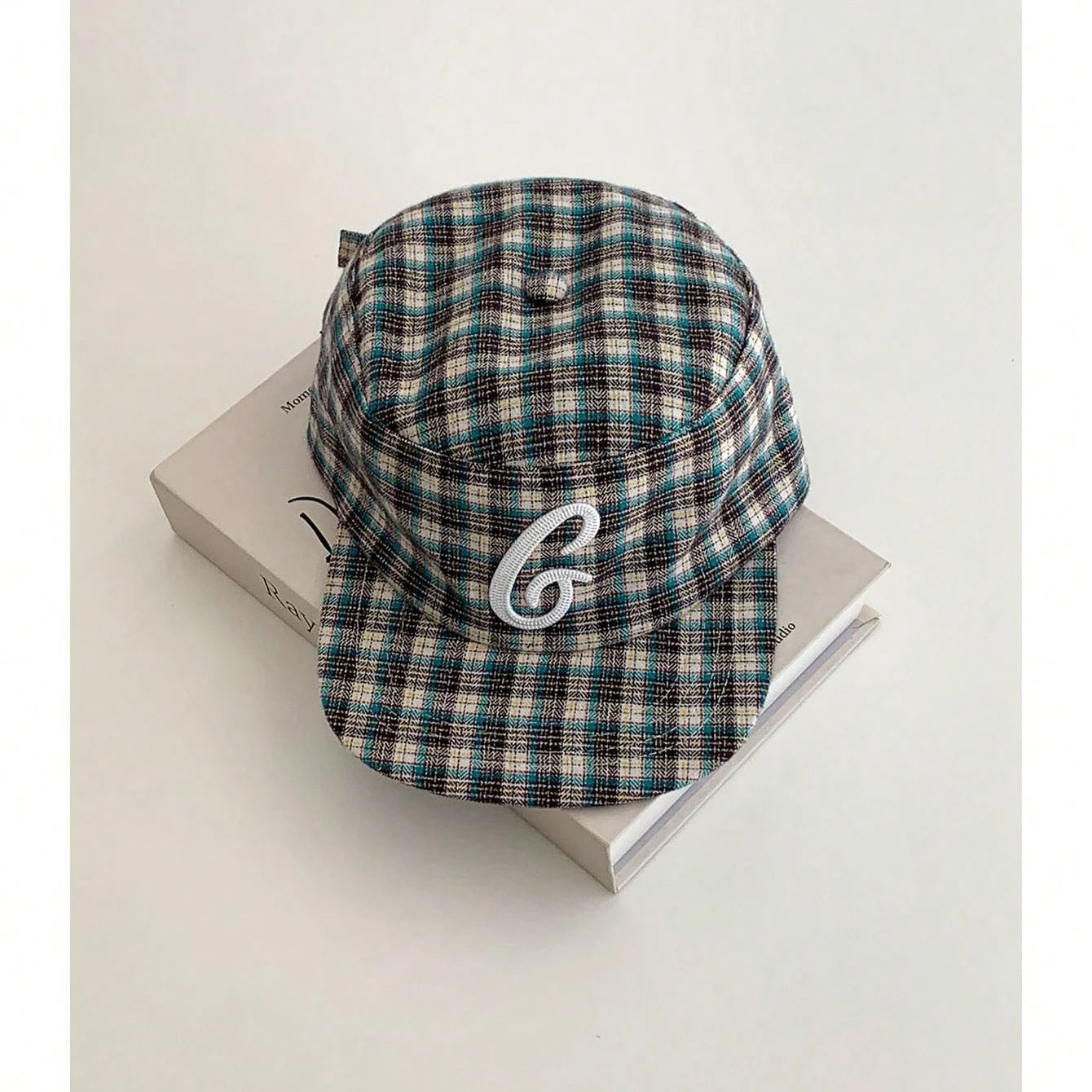 Elegant British Style Retro Plaid Fl Flat Brim High-End Embroidered Baseball Cap Flattering For Big Heads