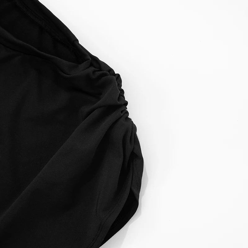 Women Two-Piece Side Split Bodysuit+Shorts