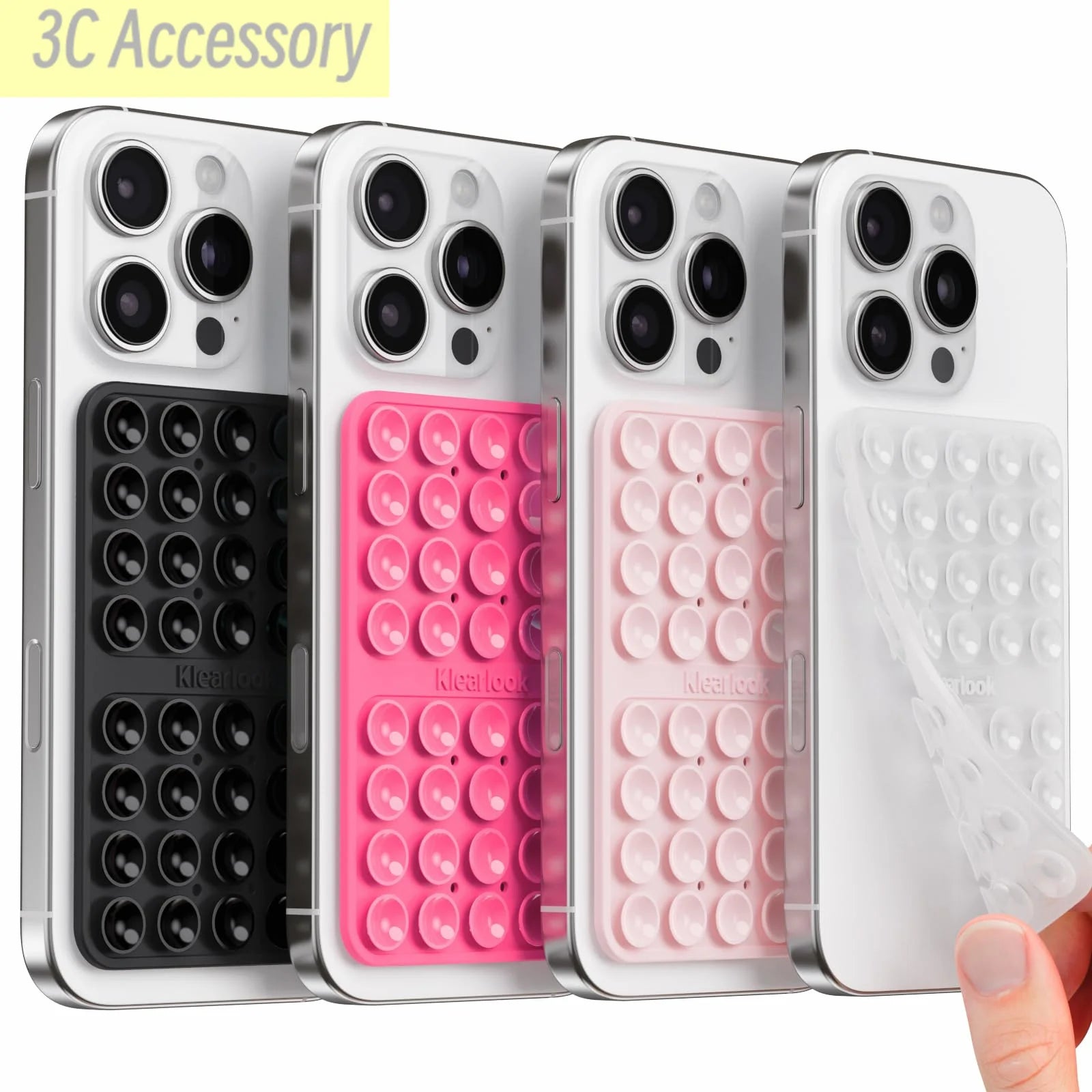 Four phone cases with different textures and colors on a white background