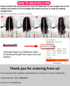 Instructions on how to measure a wig with images and text overlay.